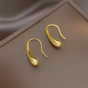 Minimalist Stainless Steel Elegant Gold Raindrop Stud Earrings
