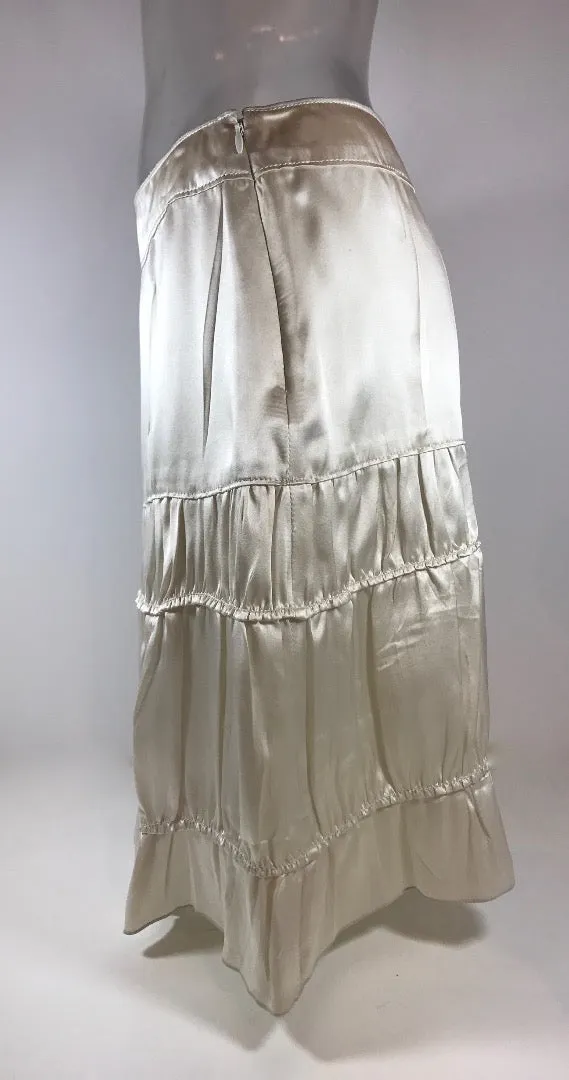 MIU MIU Cream Silk Tiered Short Skirt Size 38