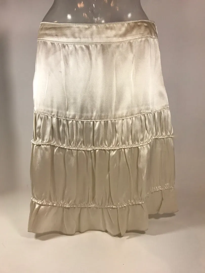 MIU MIU Cream Silk Tiered Short Skirt Size 38