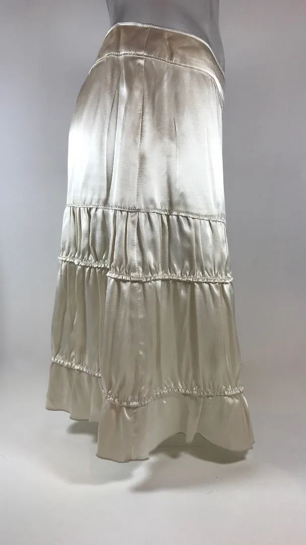 MIU MIU Cream Silk Tiered Short Skirt Size 38