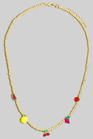 Mixed Fruits Charm Gold Beaded Necklace