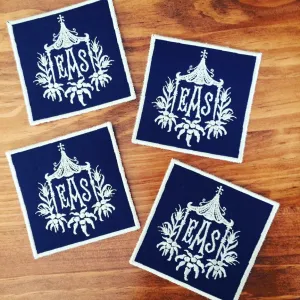 Monogrammed Canvas Pagoda Coasters (set of four)