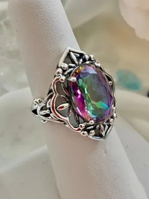 Mystic Topaz Ring, Size 7, Gothic Filigree Ring - Vintage Jewelry D98 - Ready to Ship