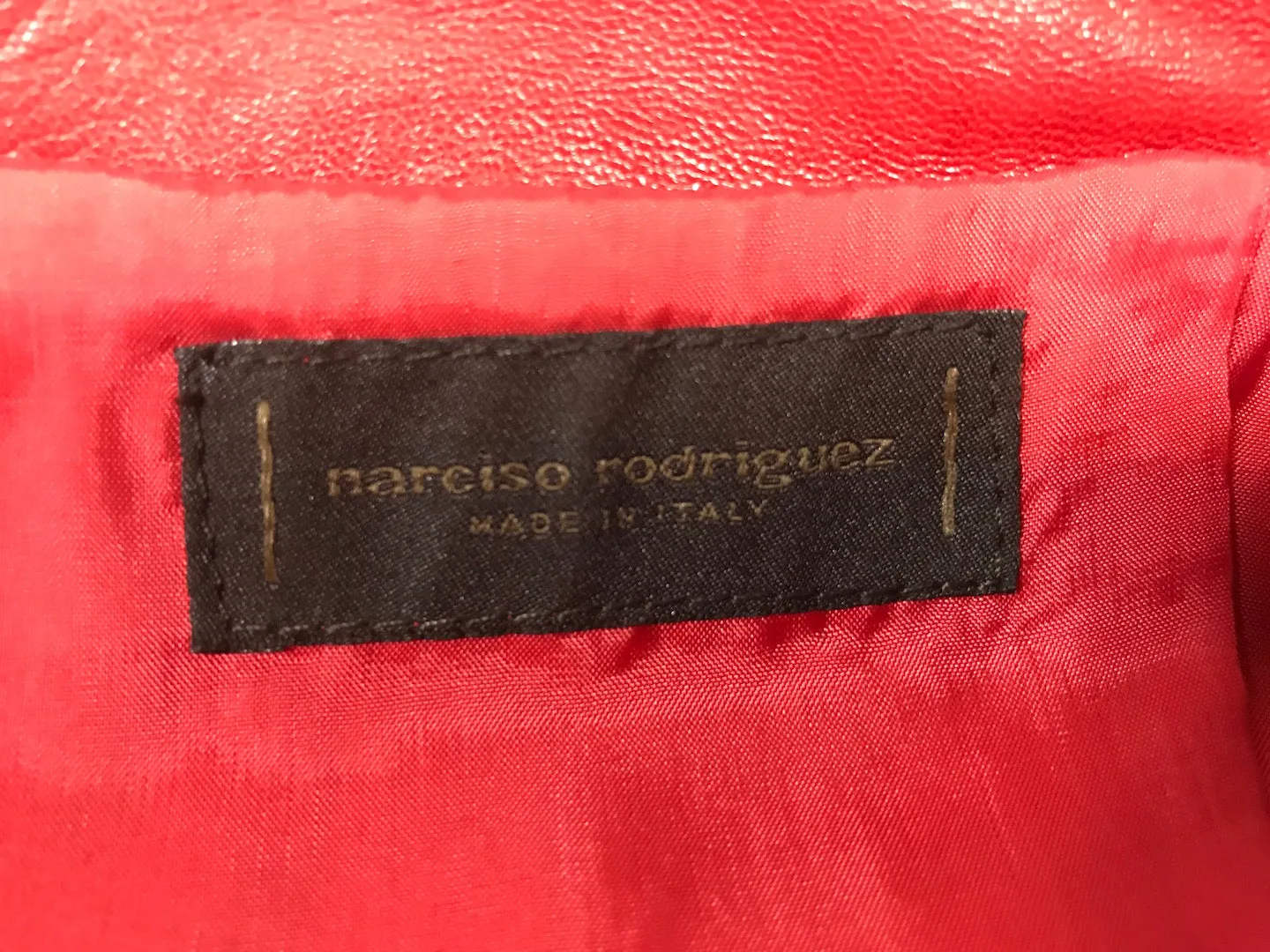 NARCISO RODRIGUEZ Red Leather Snap Jacket w/ Pockets Size 4