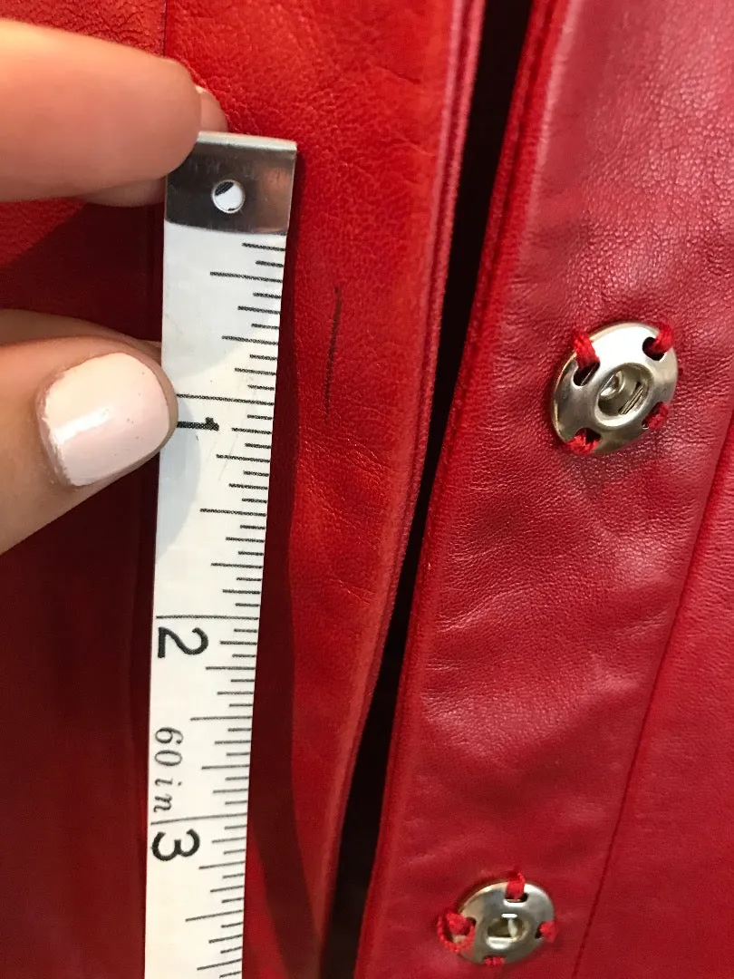 NARCISO RODRIGUEZ Red Leather Snap Jacket w/ Pockets Size 4