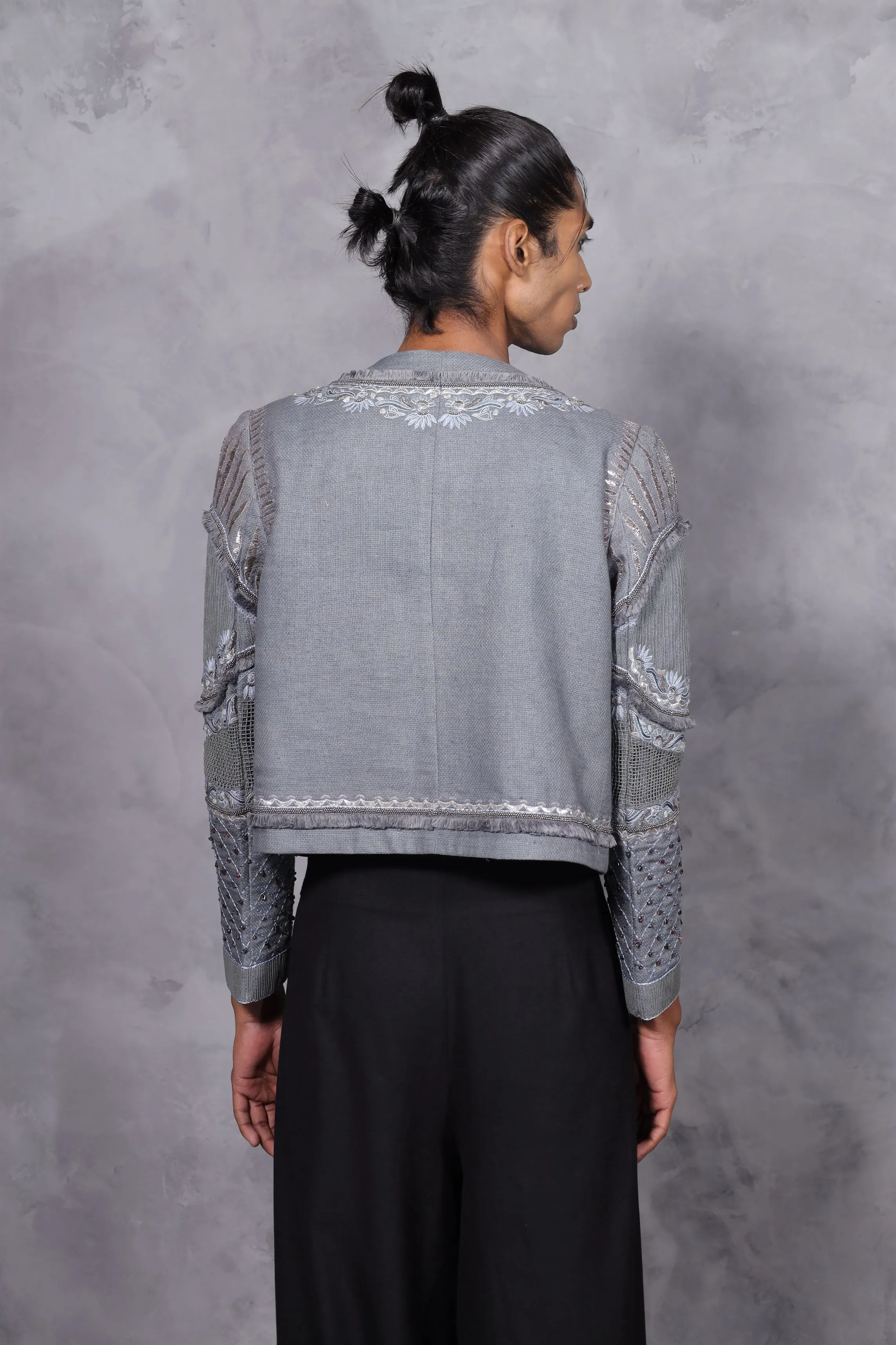 New Season Summer to Fall 2024-Limited Edition-Jacket Embroidered Linen Midnight Mist-CH2/19-Senso-Fashion Edit Hemji
