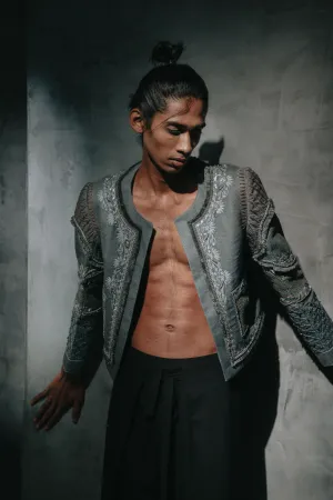 New Season Summer to Fall 2024-Limited Edition-Jacket Embroidered Linen Midnight Mist-CH2/19-Senso-Fashion Edit Hemji