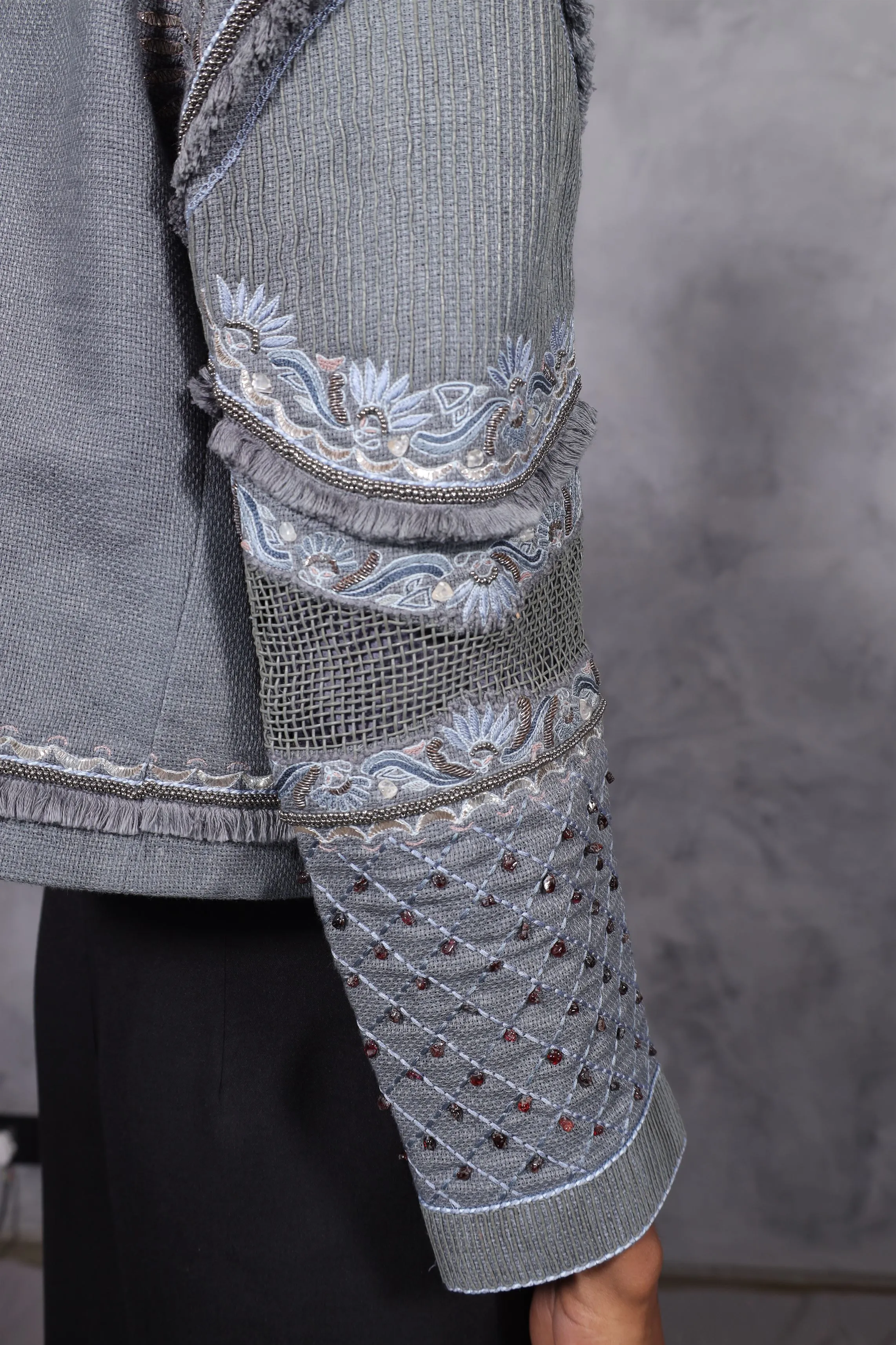 New Season Summer to Fall 2024-Limited Edition-Jacket Embroidered Linen Midnight Mist-CH2/19-Senso-Fashion Edit Hemji