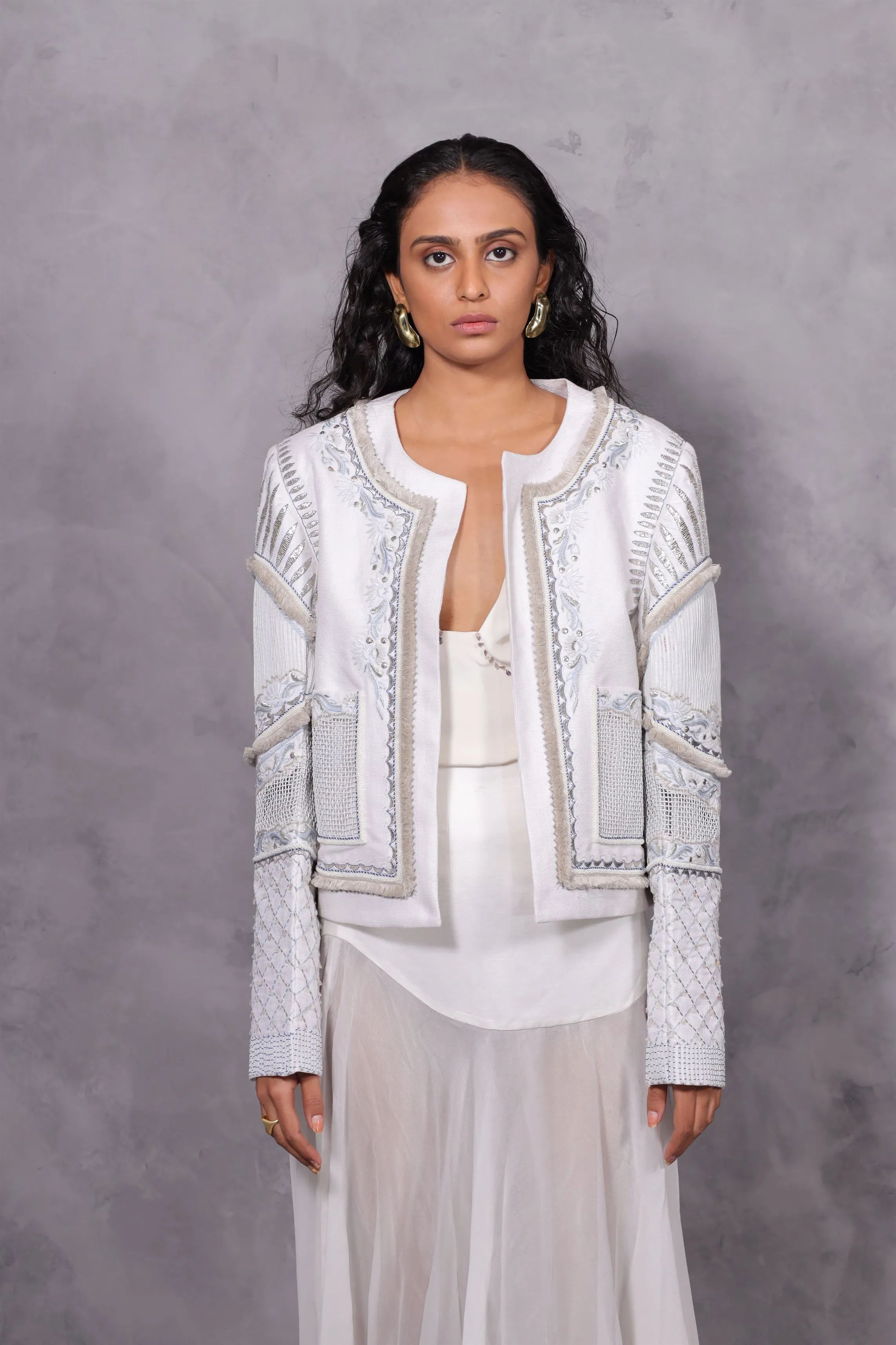 New Season Summer to Fall 2024-Limited Edition-Jacket Embroidered Linen White-CH2/18-Senso-Fashion Edit Hemji