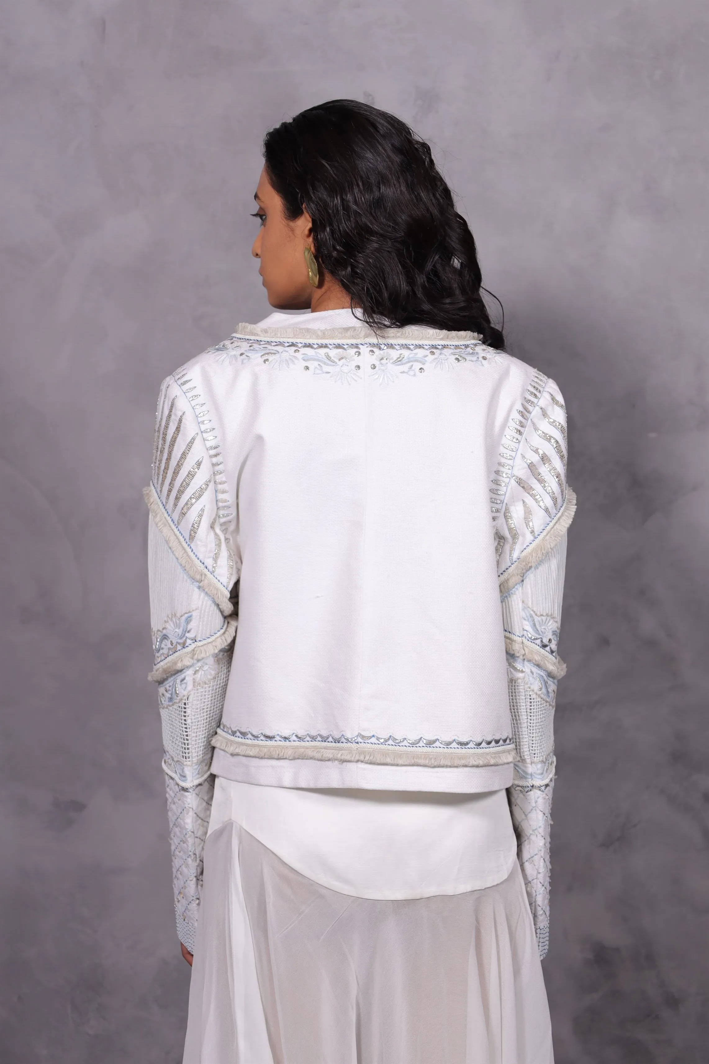 New Season Summer to Fall 2024-Limited Edition-Jacket Embroidered Linen White-CH2/18-Senso-Fashion Edit Hemji