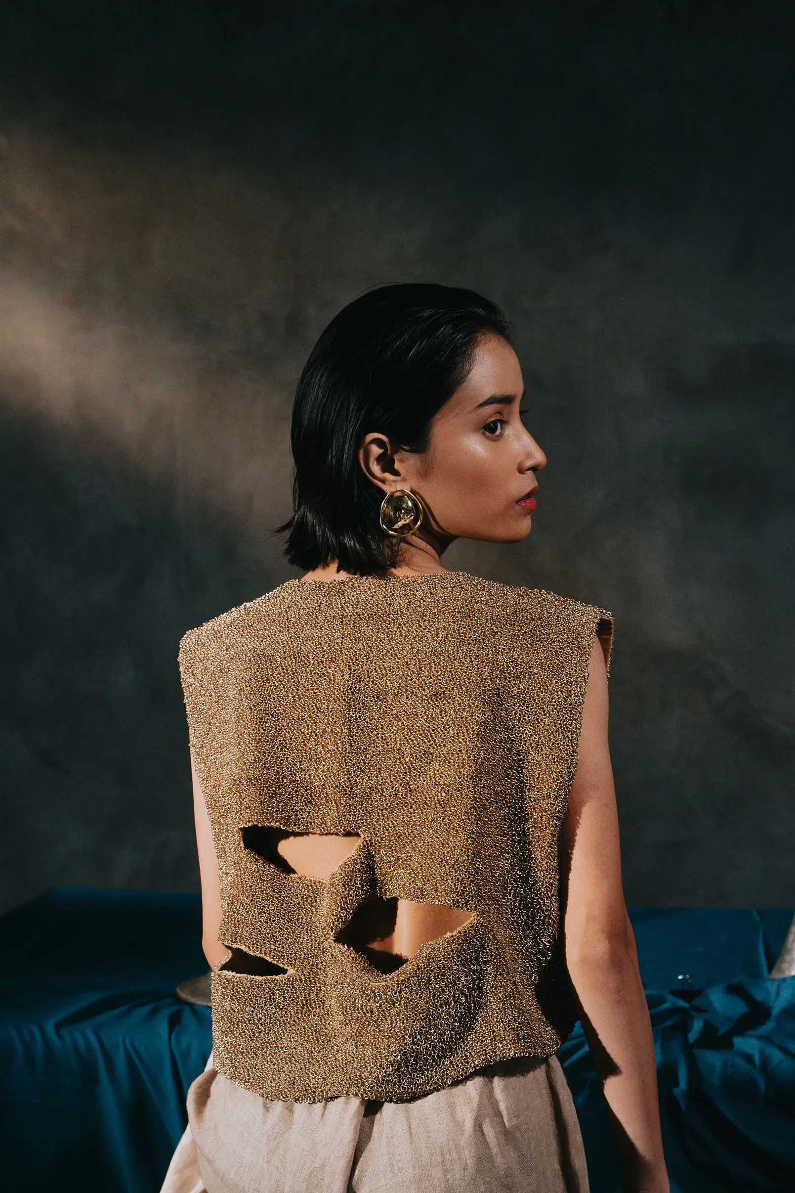 New Season Summer to Fall 2024-Limited Edition-Top Embroidered Cotton Gold-CH2/10-Senso-Fashion Edit Hemji
