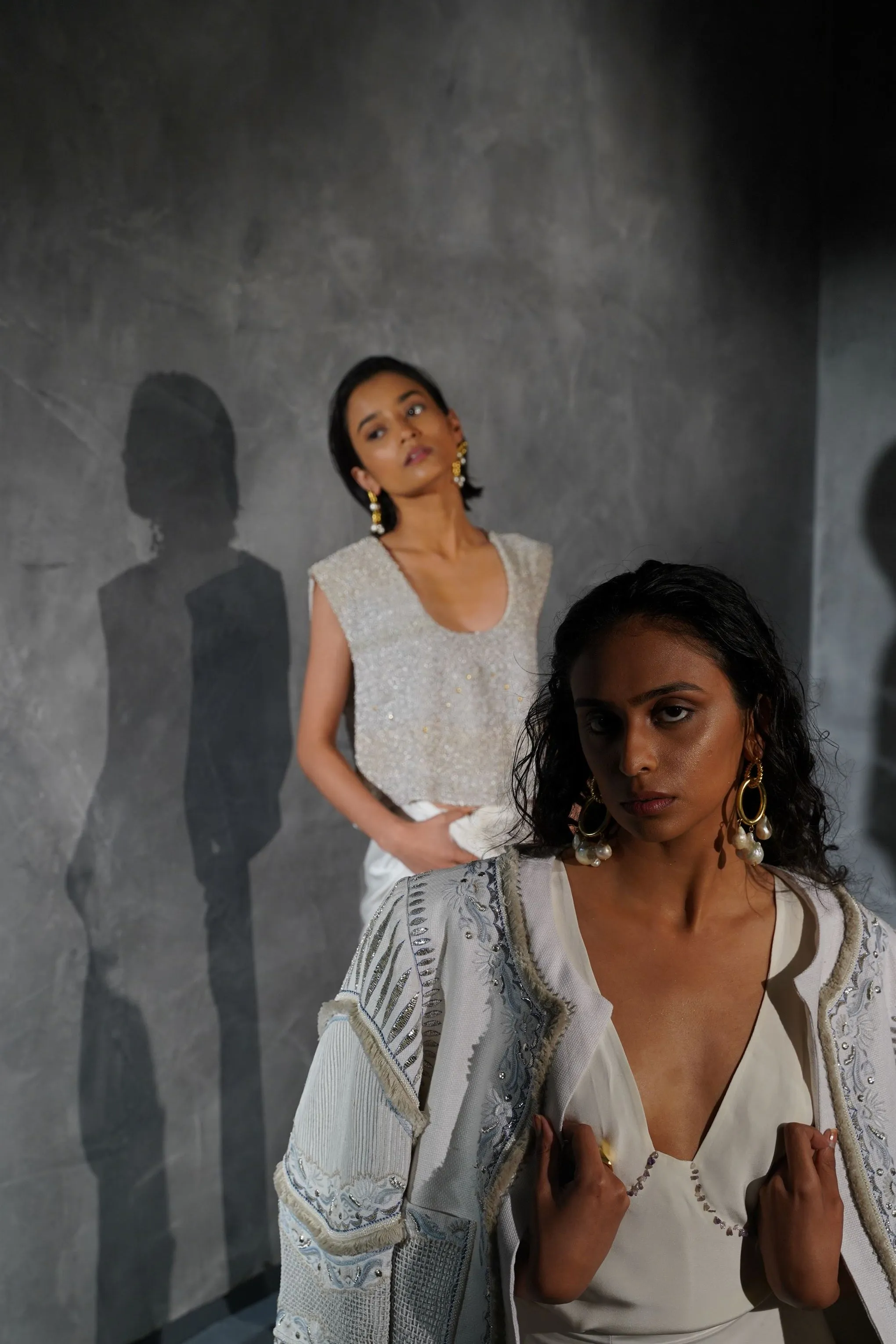 New Season Summer to Fall 2024-Limited Edition-Top Embroidered Cotton Silver-CH2/12-Senso-Fashion Edit Hemji