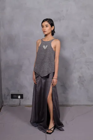 New Season Summer to Fall 2024-Limited Edition-Top Embroidered yoke Cotton Charcoal-CH2/27-Senso-Fashion Edit Hemji