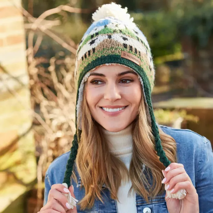 Pachamama Womens Snowy Sheep Chullo.- Blue multi
