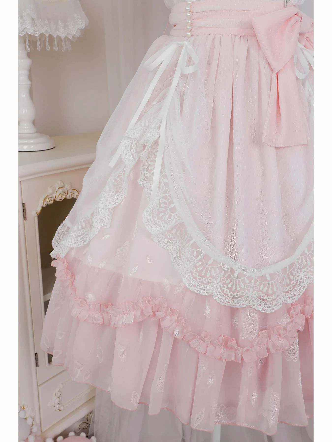 Pale pink flower embroidered dress