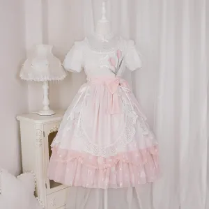 Pale pink flower embroidered dress