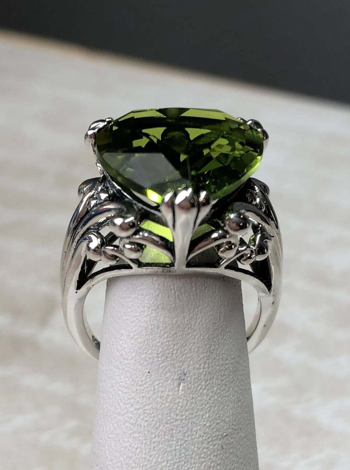 Peridot Heart Ring, Art Deco Jewelry #D213
