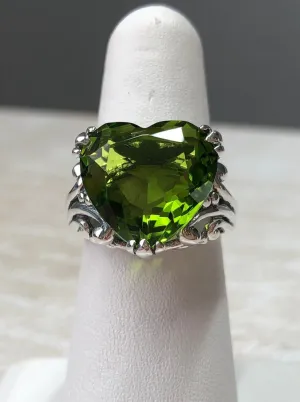 Peridot Heart Ring, Art Deco Jewelry #D213