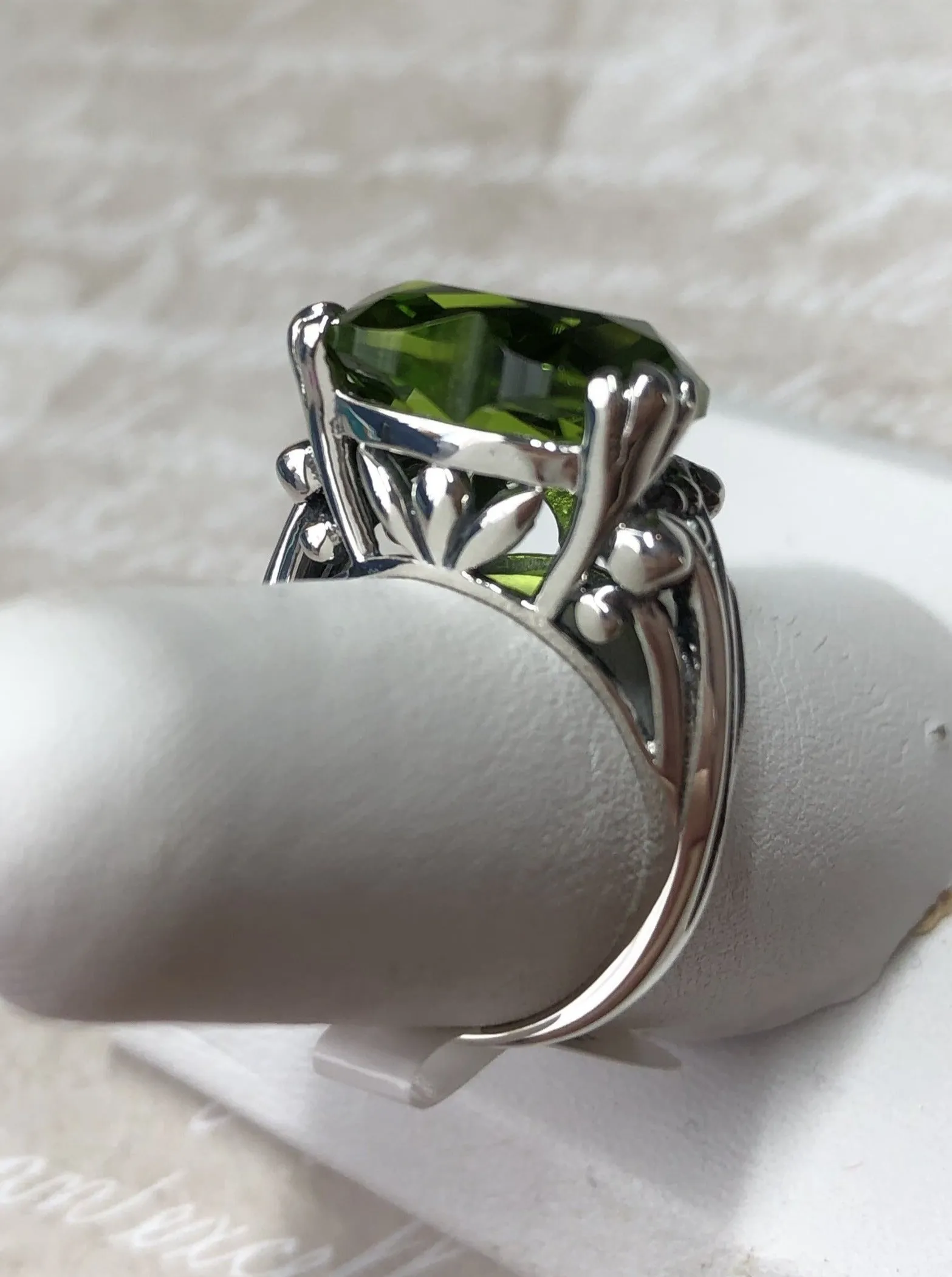 Peridot Heart Ring, Art Deco Jewelry #D213
