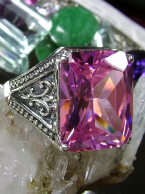 Pink CZ Ring, Renaissance Jewelry, Gothic Filigree #D131