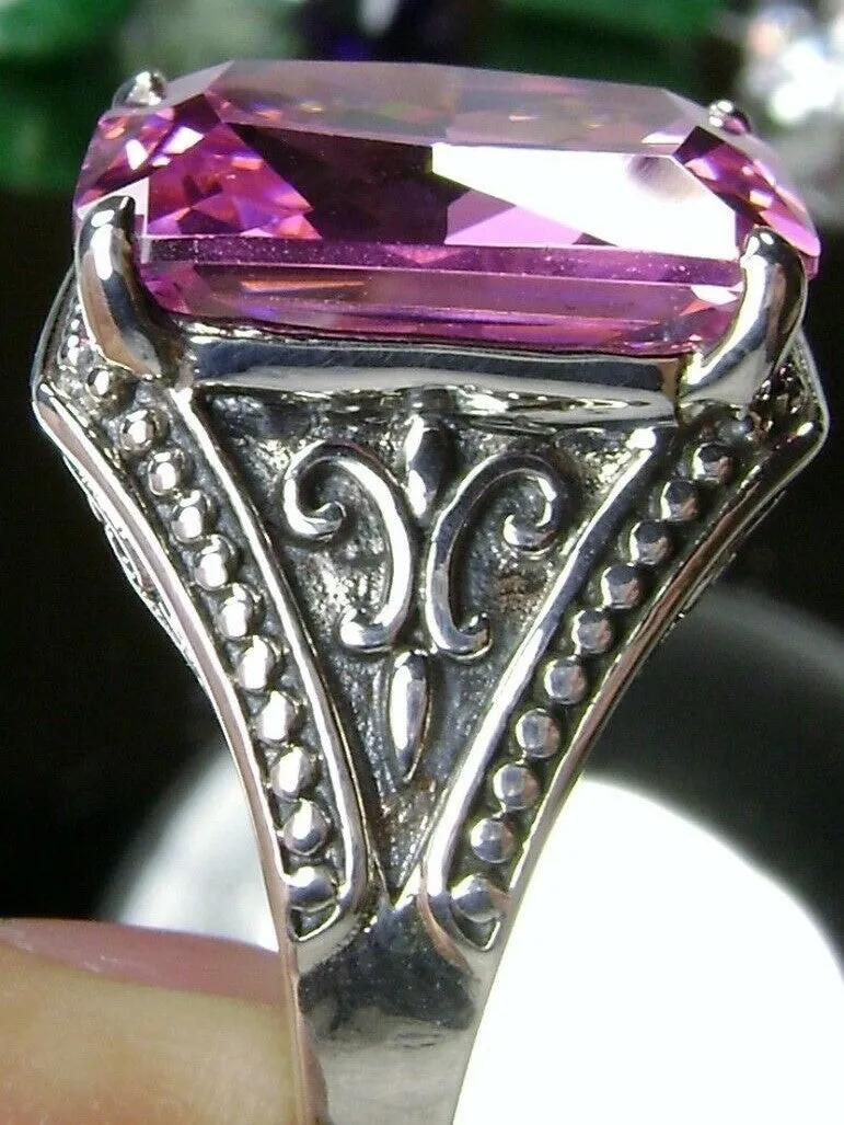 Pink CZ Ring, Renaissance Jewelry, Gothic Filigree #D131
