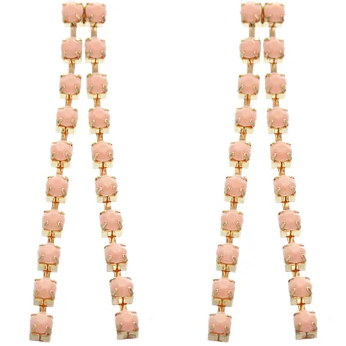 Pink Elegant Beaded Drop Earrings