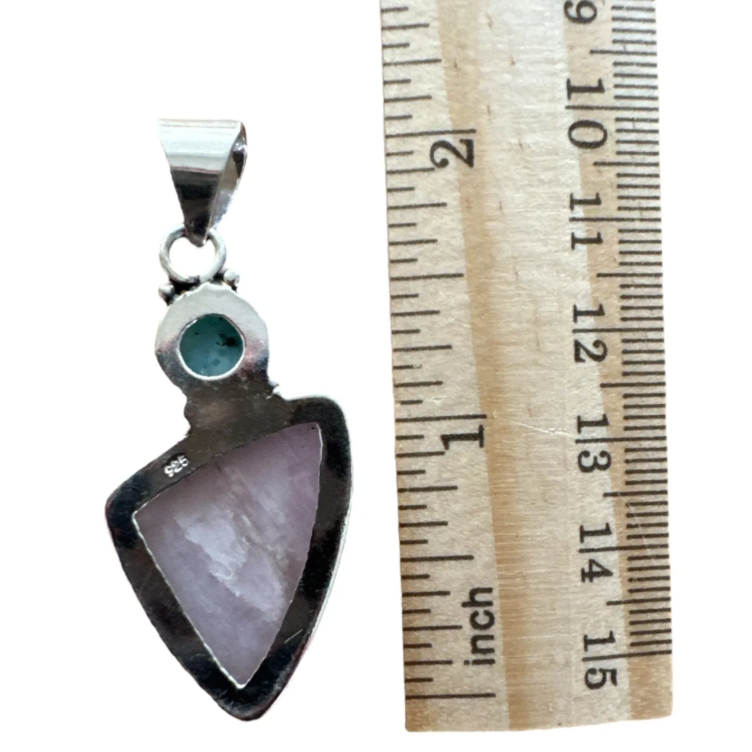 Pink Kunzite & Larimar Solid 925 Sterling Silver Pendant