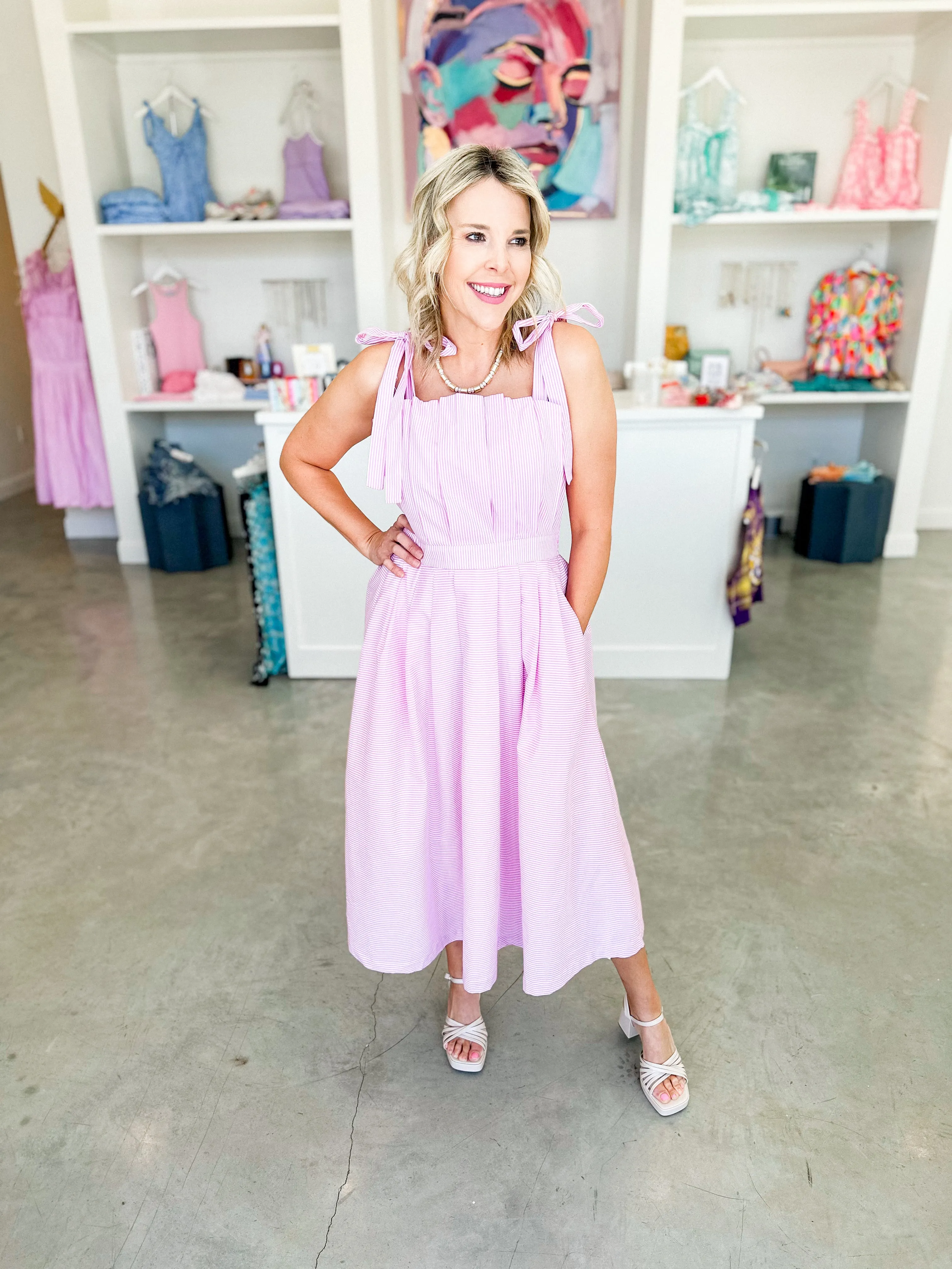 Pink Sloane Midi Dress