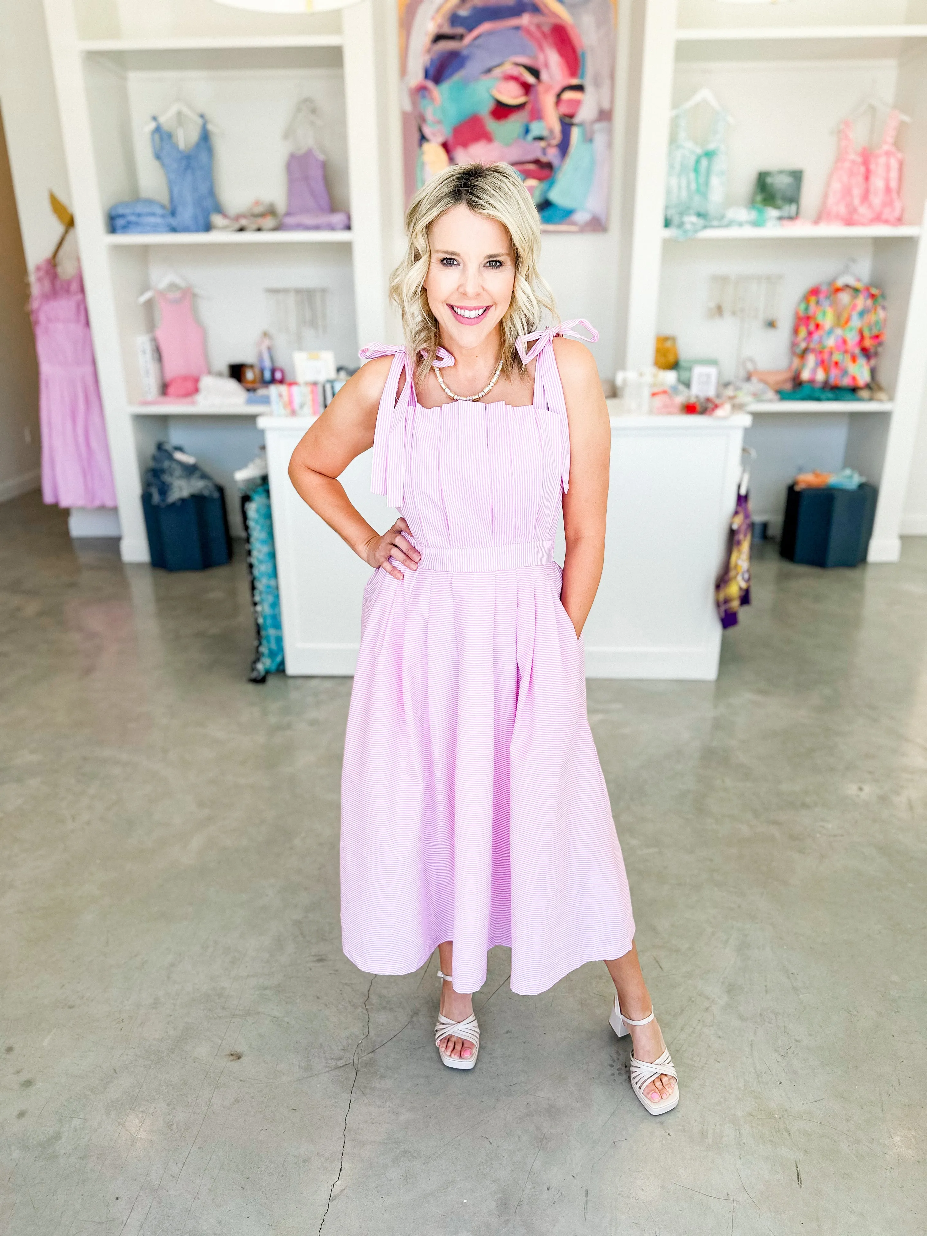 Pink Sloane Midi Dress