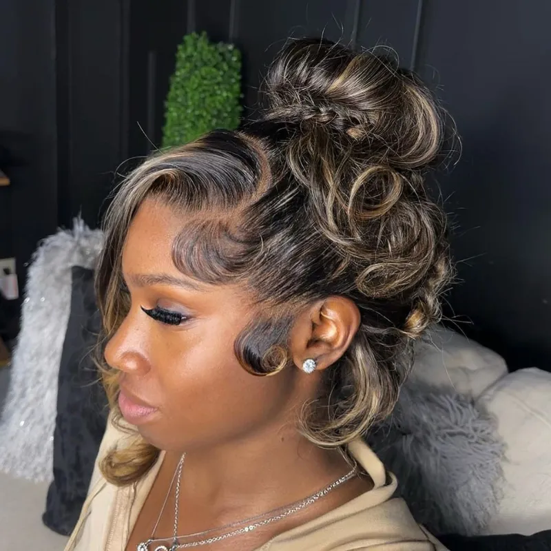 Pre Plucked P4/27 Highlight Glueless 360 HD Transparent Lace Frontal Wigs 100% Human Hair