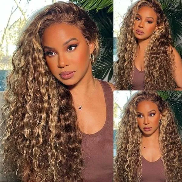 Pre Plucked P4/27 Highlight Glueless 360 HD Transparent Lace Frontal Wigs 100% Human Hair