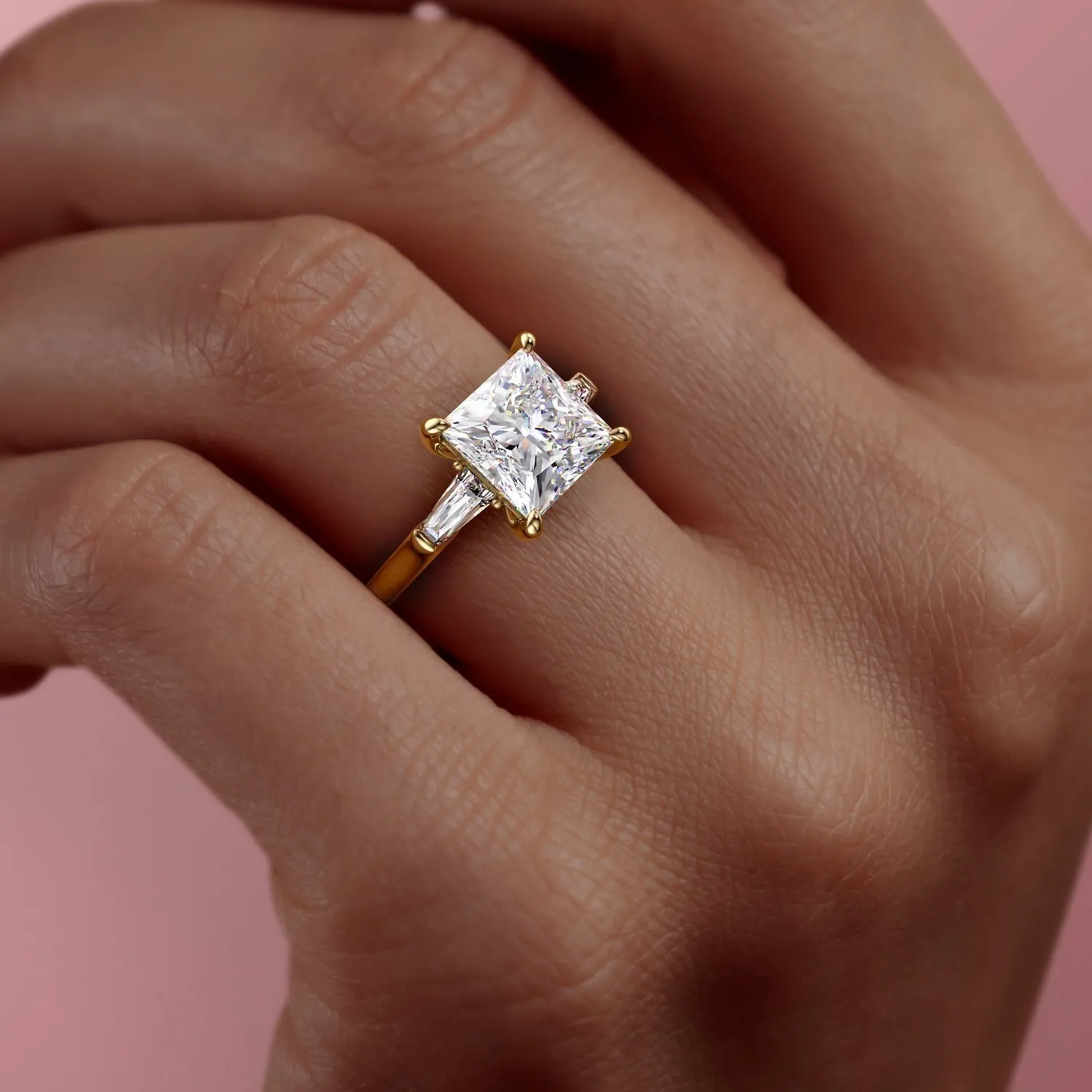 Princess Cut Moissanite, Traditional Classic Design