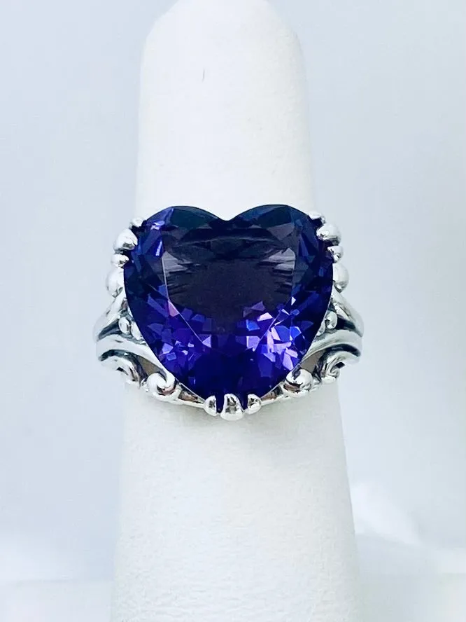 Purple Amethyst Heart Ring, Size 6,  Art Deco Jewelry Design#D213 - Ready to Ship