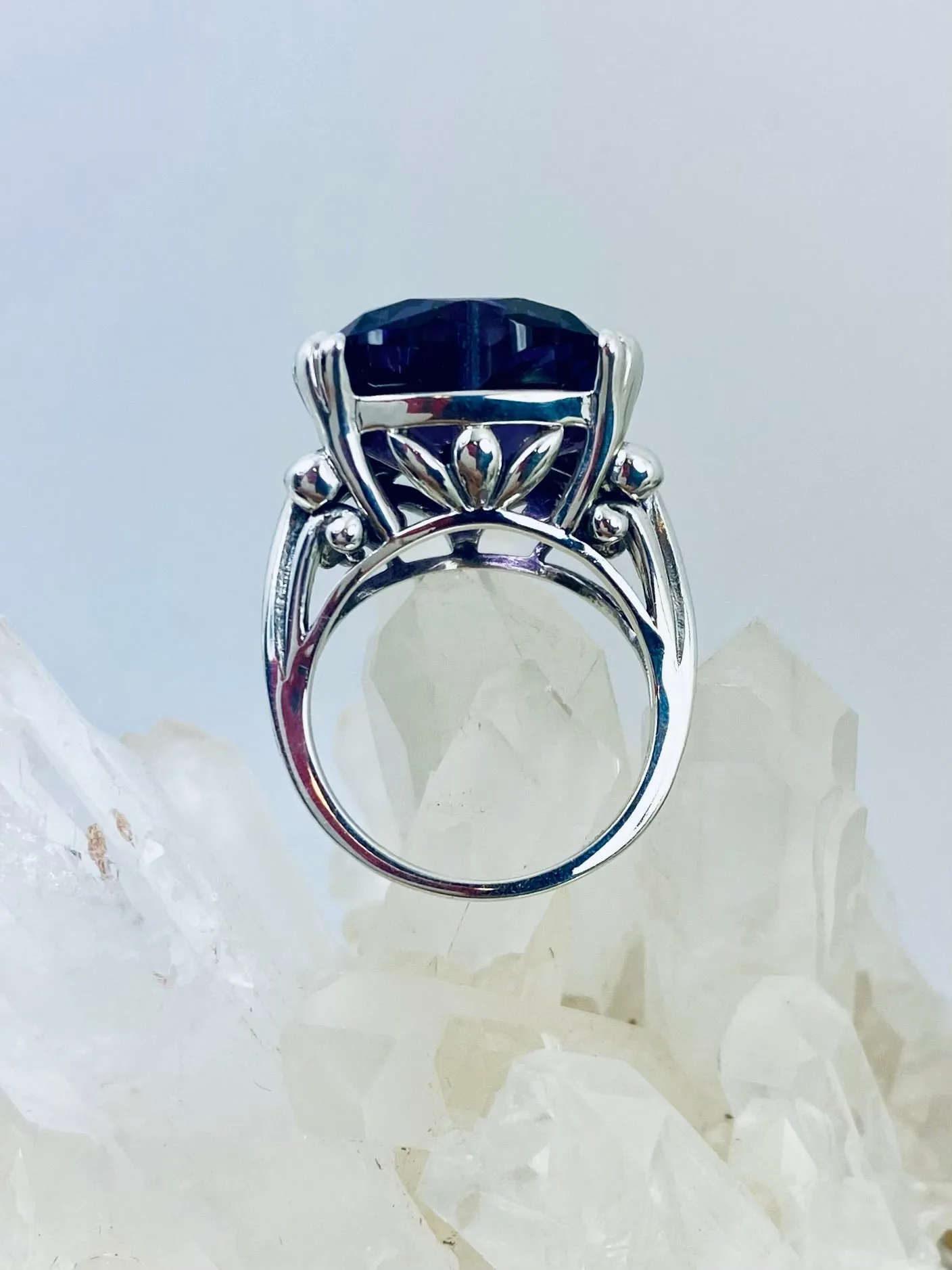 Purple Amethyst Heart Ring, Size 6,  Art Deco Jewelry Design#D213 - Ready to Ship