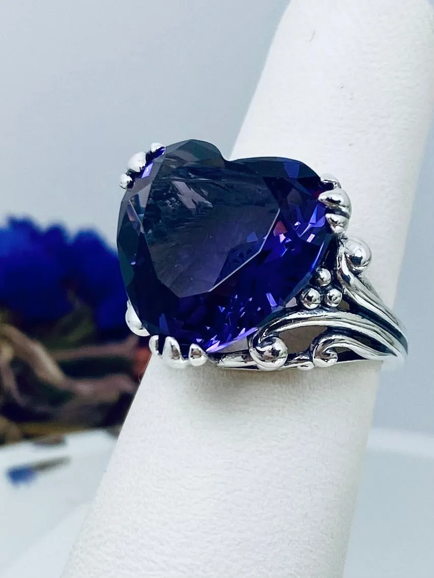 Purple Amethyst Heart Ring, Size 6,  Art Deco Jewelry Design#D213 - Ready to Ship