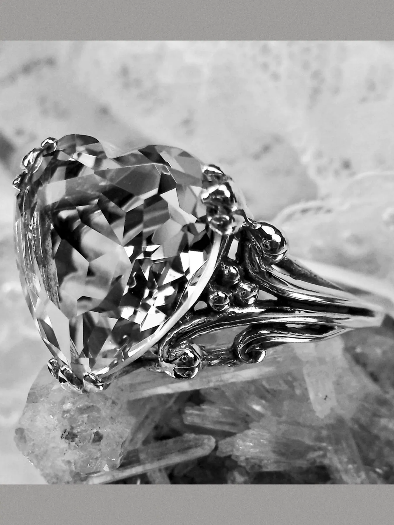 Purple Amethyst Heart Ring, Size 6,  Art Deco Jewelry Design#D213 - Ready to Ship