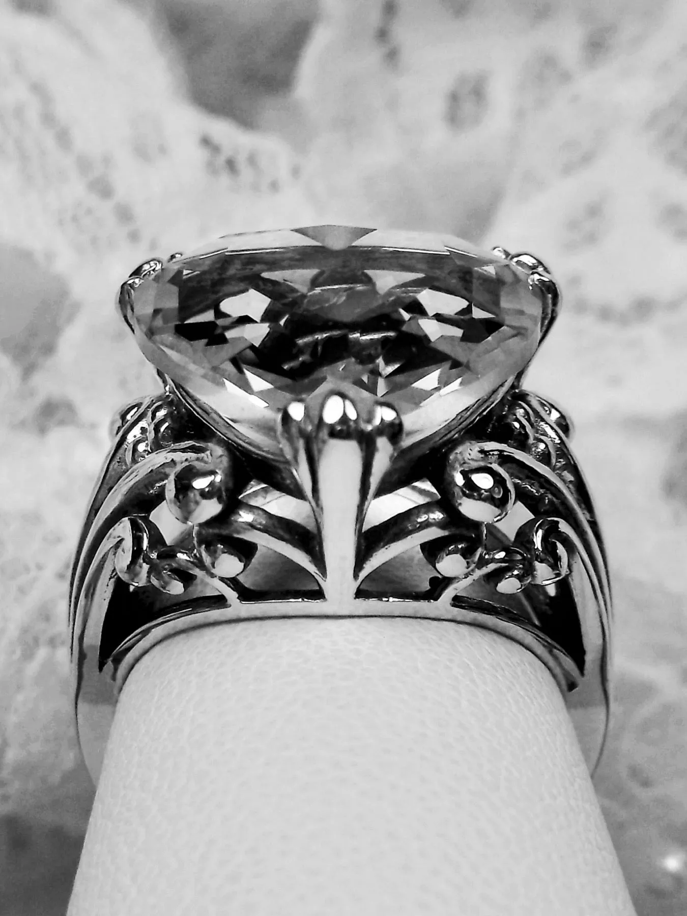 Purple Amethyst Heart Ring, Size 7,  Art Deco Jewelry Design#D213 - Ready to Ship