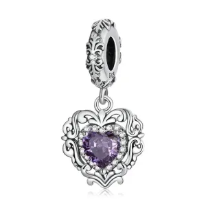 Purple Diamond Punk Beads and Love Drop Charms