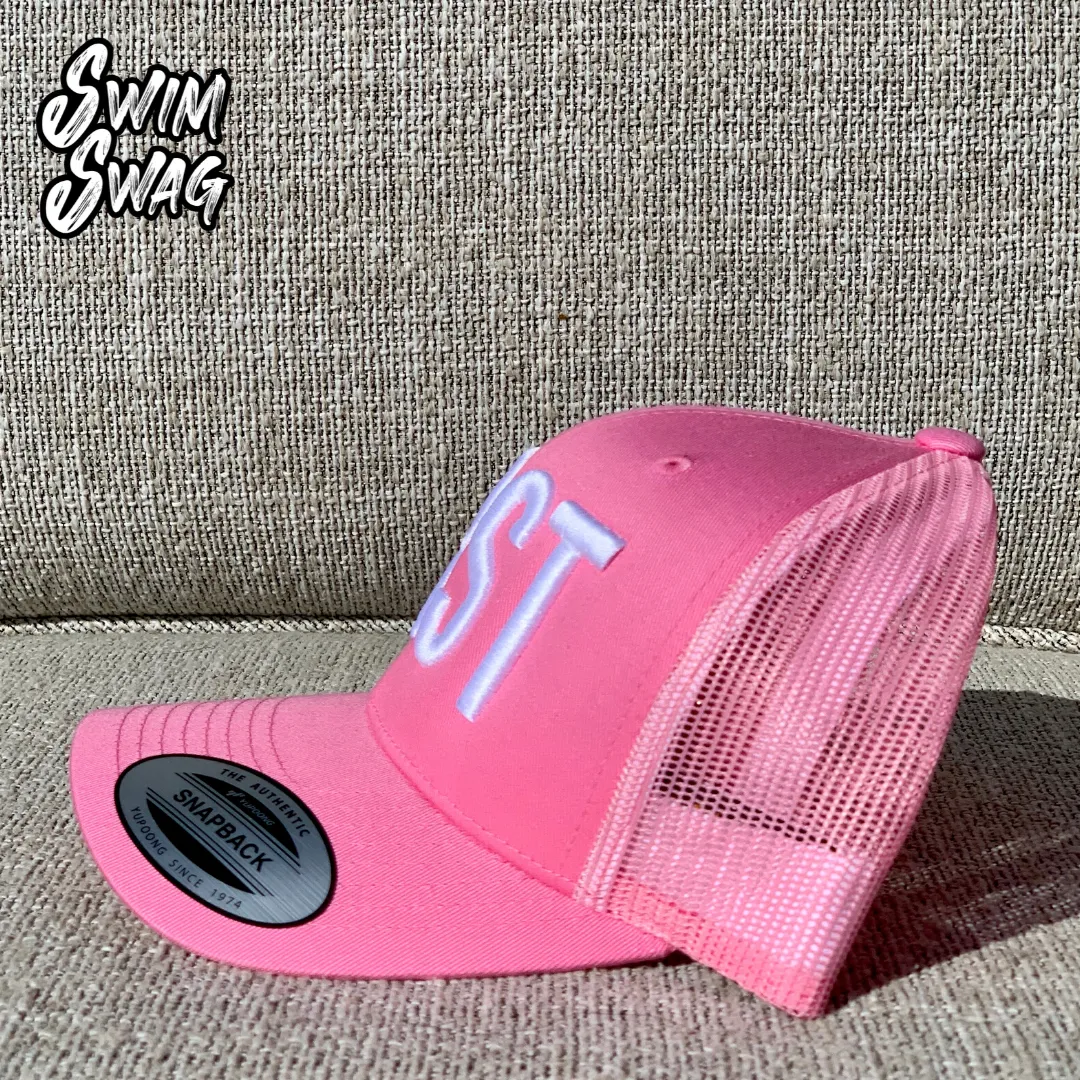 "BRST" Hat - Breaststroke (Pink & White)