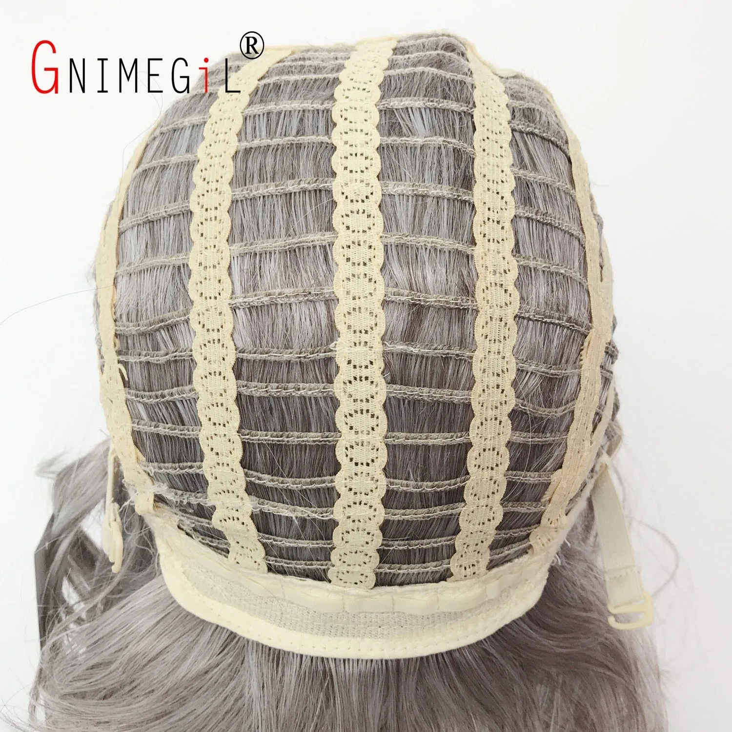 "Sandy"  Grey/ Silver Short Synthetic Curly Wavy Wigs with Dark Roots