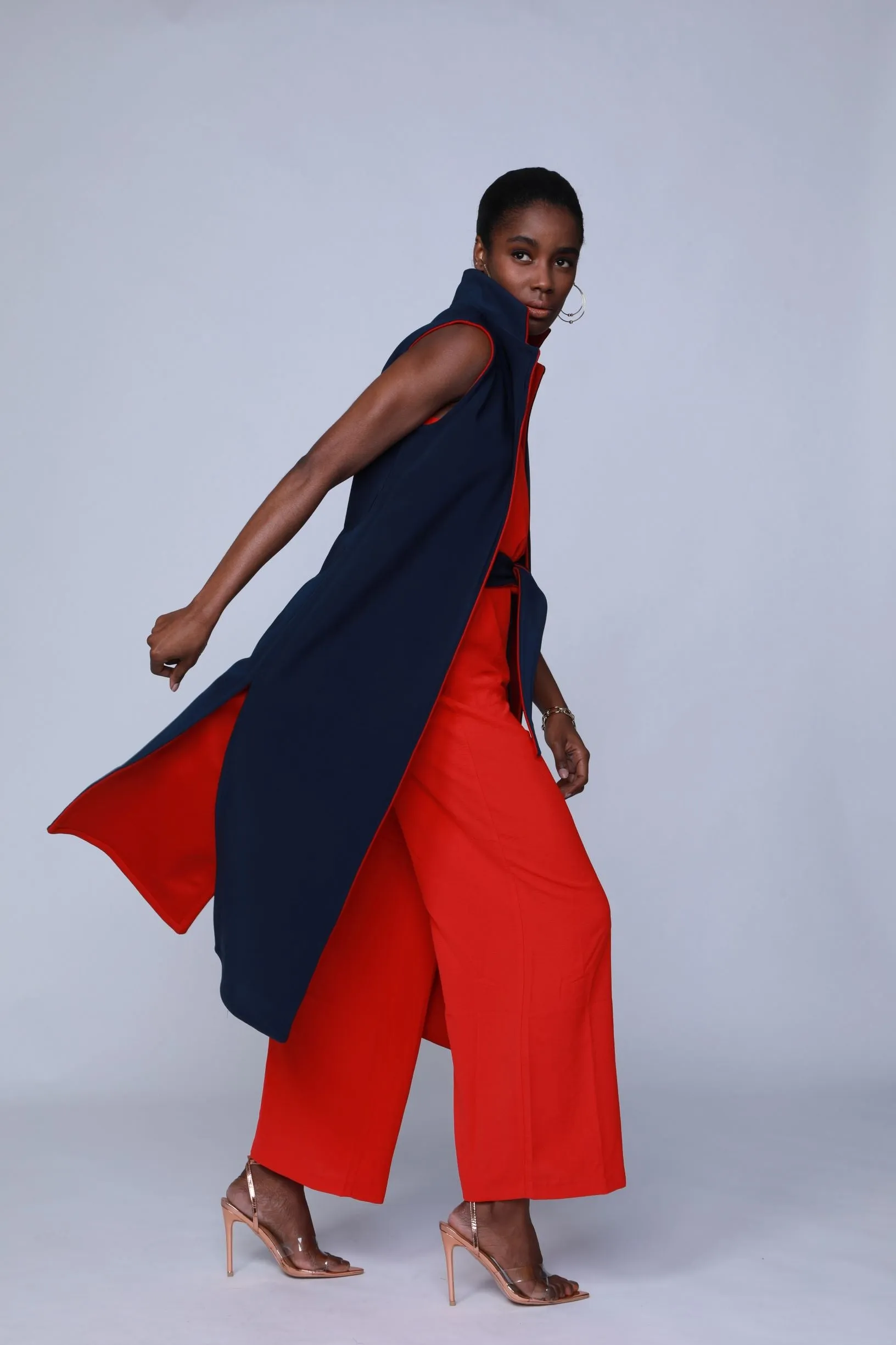 Rakina - Navy/Red Reversible Duster