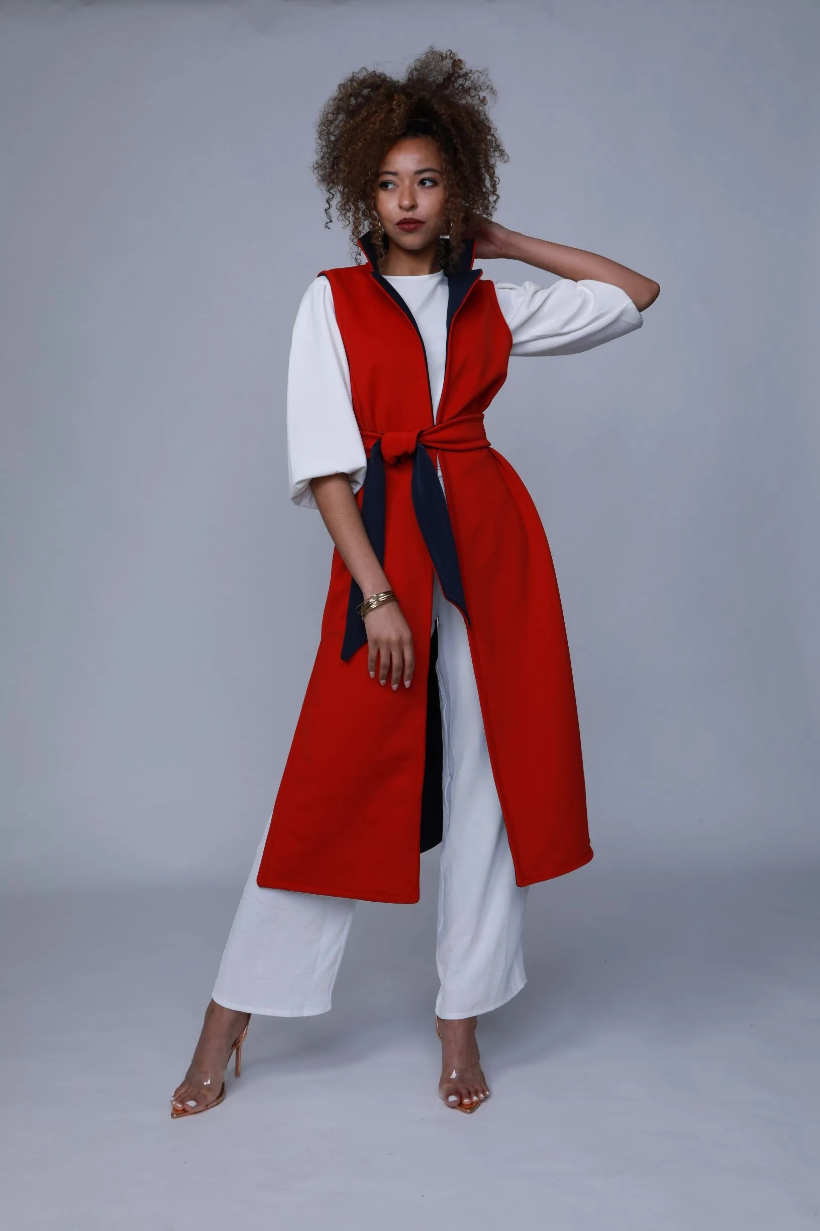 Rakina - Navy/Red Reversible Duster