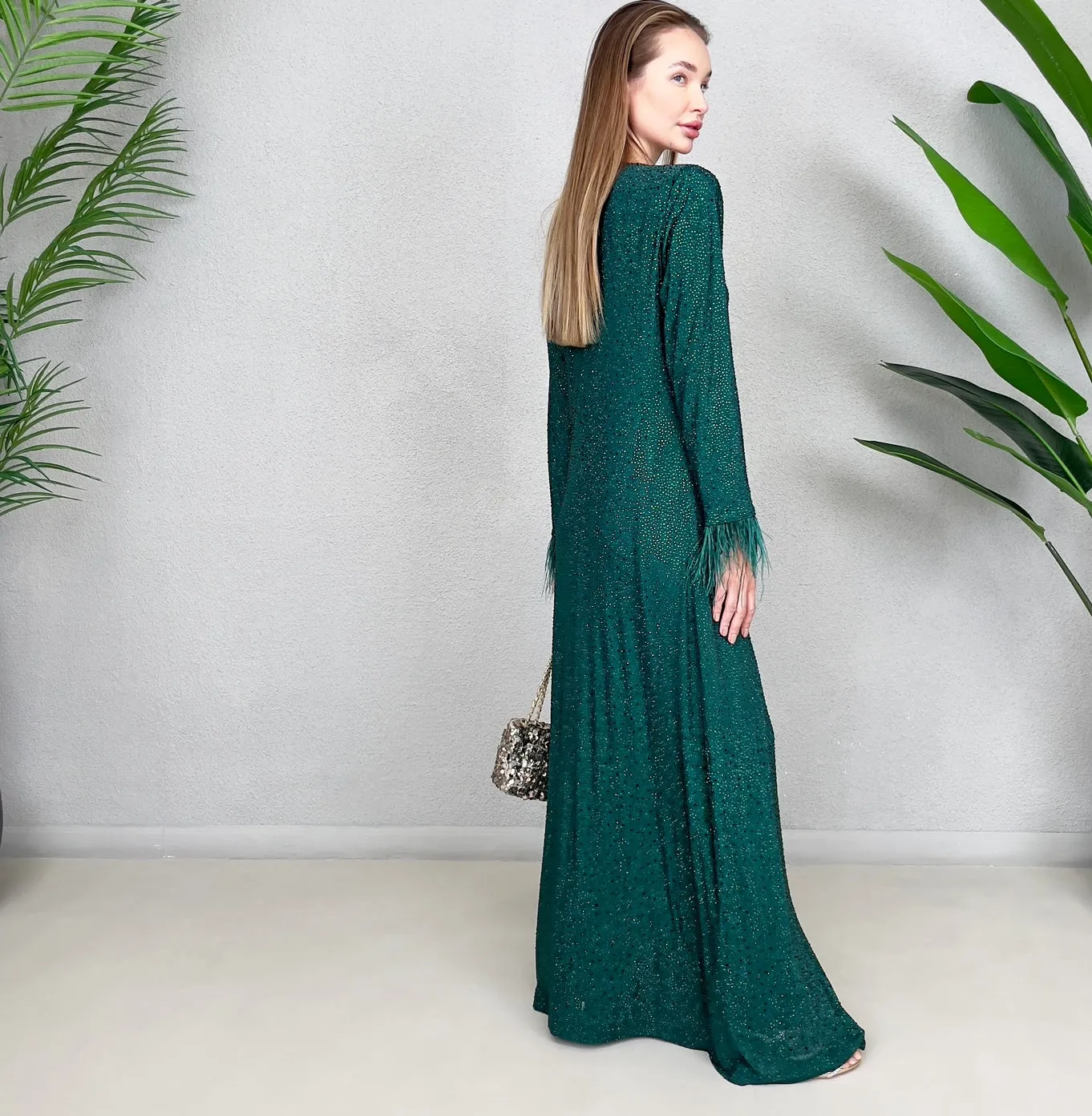 RAM23 LAMIS EMERALD CRYSTAL  MESH DRESS