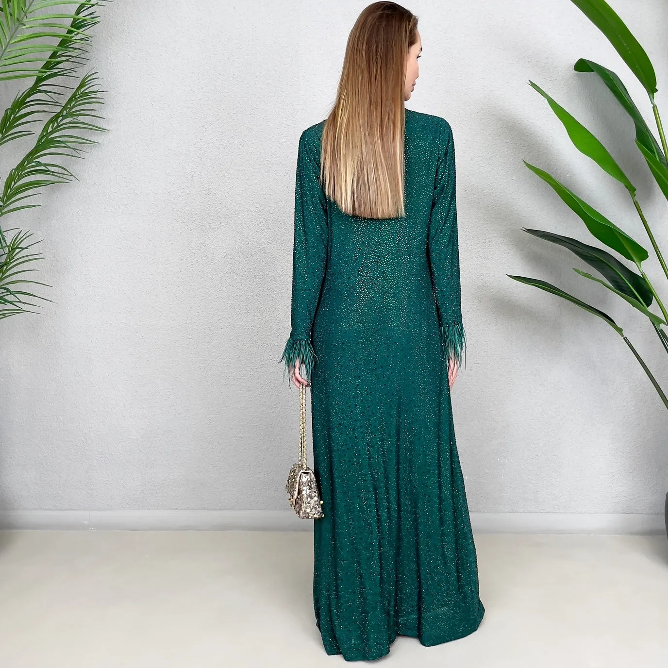 RAM23 LAMIS EMERALD CRYSTAL  MESH DRESS