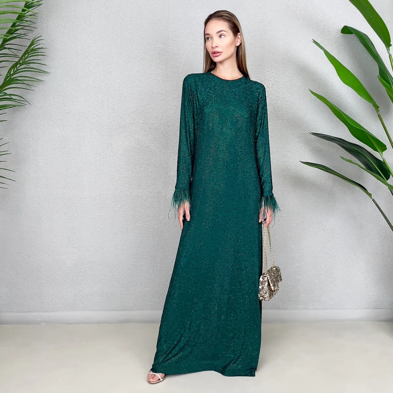 RAM23 LAMIS EMERALD CRYSTAL  MESH DRESS
