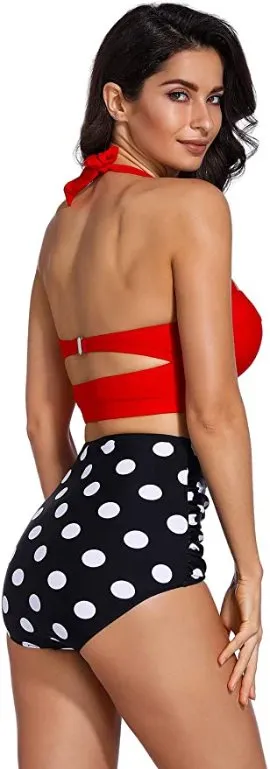 Red Swimsuit Top Vintage Style Bikini Top Only Large