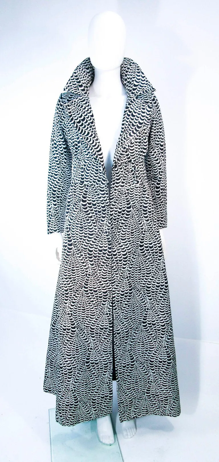 RICCO CALIFORNIA Black & Silver Psychedelic Maxi Coat Size Size 2