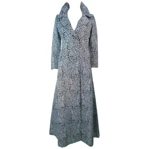 RICCO CALIFORNIA Black & Silver Psychedelic Maxi Coat Size Size 2