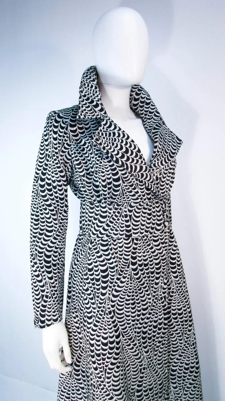 RICCO CALIFORNIA Black & Silver Psychedelic Maxi Coat Size Size 2