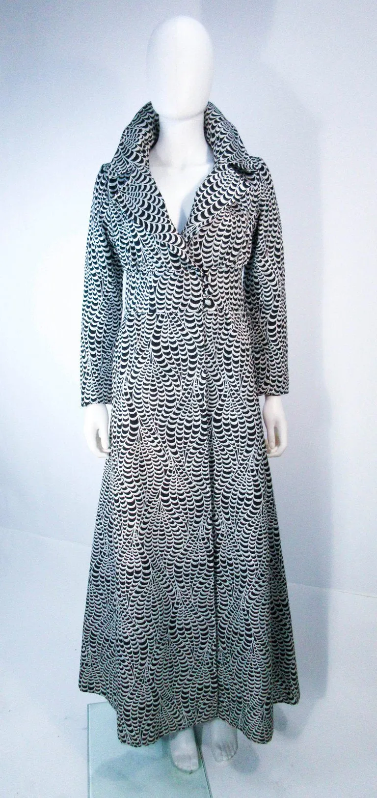 RICCO CALIFORNIA Black & Silver Psychedelic Maxi Coat Size Size 2